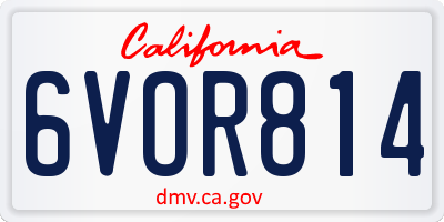 CA license plate 6VOR814