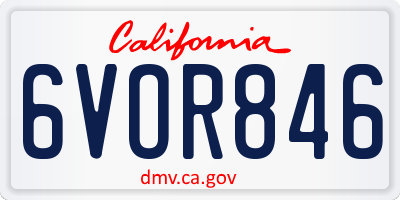 CA license plate 6VOR846