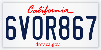 CA license plate 6VOR867