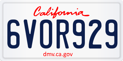 CA license plate 6VOR929