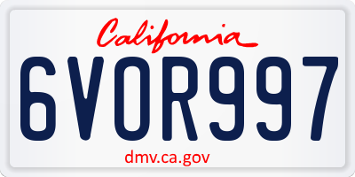 CA license plate 6VOR997