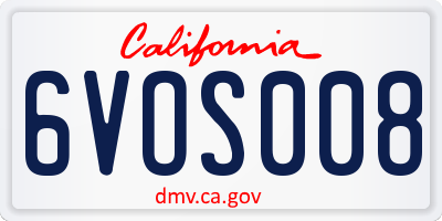 CA license plate 6VOS008