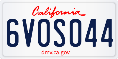 CA license plate 6VOS044