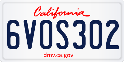 CA license plate 6VOS302