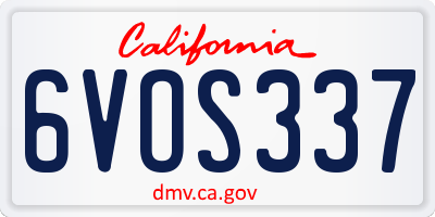 CA license plate 6VOS337