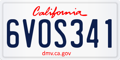 CA license plate 6VOS341