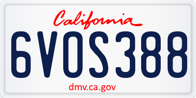 CA license plate 6VOS388