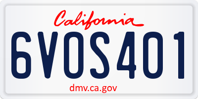 CA license plate 6VOS401