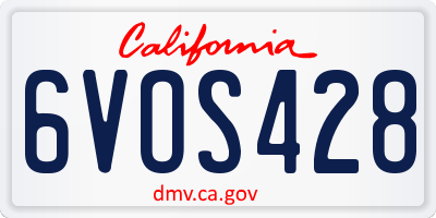 CA license plate 6VOS428