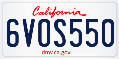 CA license plate 6VOS550