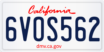 CA license plate 6VOS562