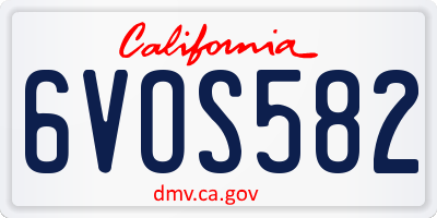 CA license plate 6VOS582