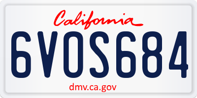CA license plate 6VOS684