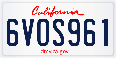 CA license plate 6VOS961