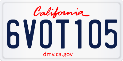 CA license plate 6VOT105