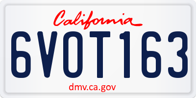 CA license plate 6VOT163