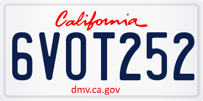 CA license plate 6VOT252