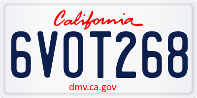 CA license plate 6VOT268