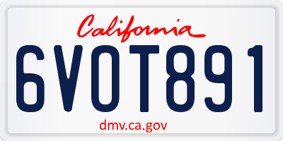 CA license plate 6VOT891