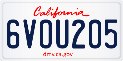 CA license plate 6VOU205