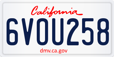CA license plate 6VOU258
