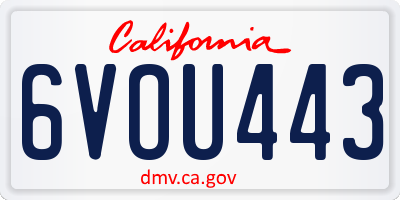 CA license plate 6VOU443