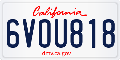 CA license plate 6VOU818