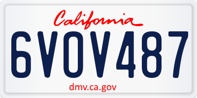 CA license plate 6VOV487