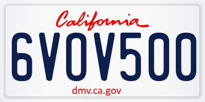 CA license plate 6VOV500