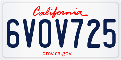 CA license plate 6VOV725