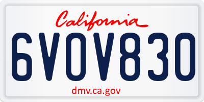 CA license plate 6VOV830