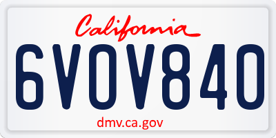 CA license plate 6VOV840