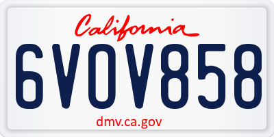 CA license plate 6VOV858