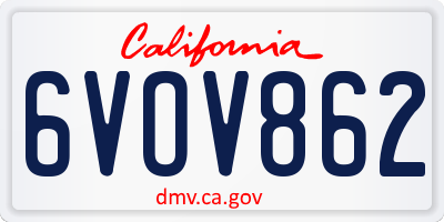 CA license plate 6VOV862