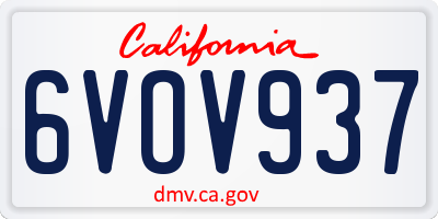 CA license plate 6VOV937