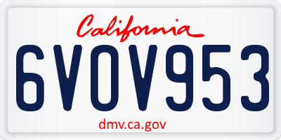 CA license plate 6VOV953