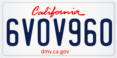 CA license plate 6VOV960
