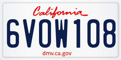 CA license plate 6VOW108