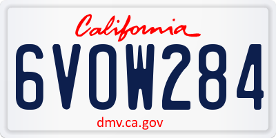 CA license plate 6VOW284