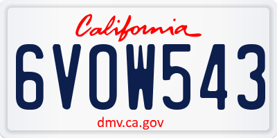 CA license plate 6VOW543