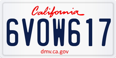 CA license plate 6VOW617
