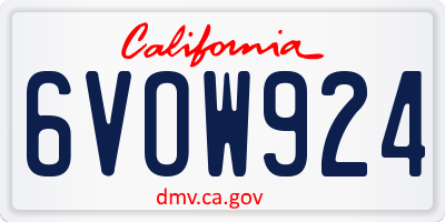 CA license plate 6VOW924