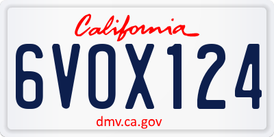 CA license plate 6VOX124