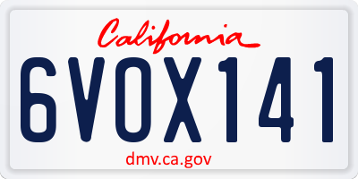 CA license plate 6VOX141