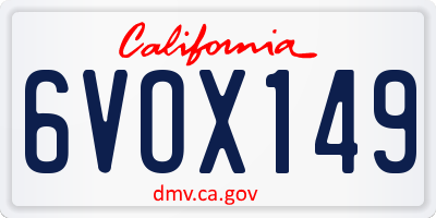 CA license plate 6VOX149