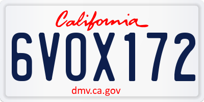 CA license plate 6VOX172