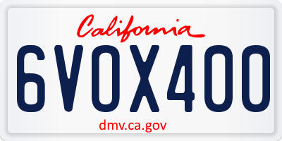 CA license plate 6VOX400