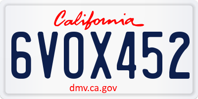 CA license plate 6VOX452