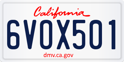 CA license plate 6VOX501
