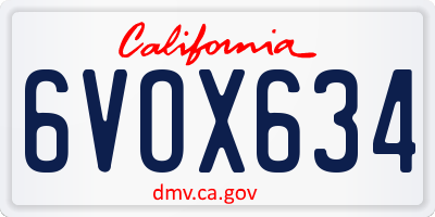 CA license plate 6VOX634